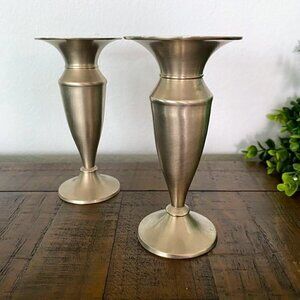Department 56 Art Deco Silver Tone Candle Stick Holders - Set of 2